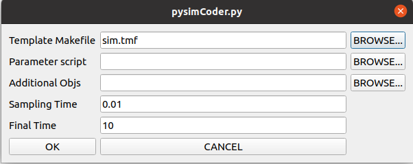 pysimCoder Block settings menu